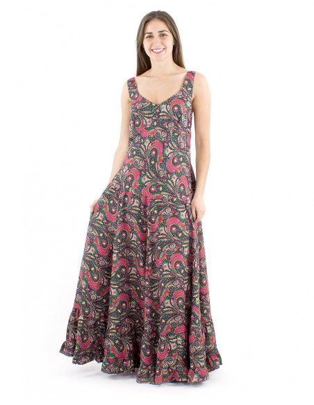 Princess maxi dress boho print, straps