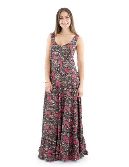 Princess maxi dress boho print, straps