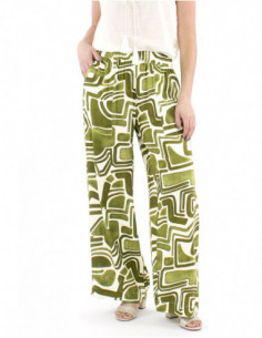 Pantalon palazzo fluide couleur terracotta  motif ethnique 2
