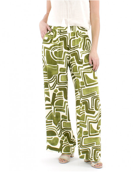 Palazzo pants fluid fabric ethnic print