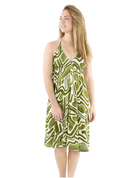 Short dress V-neck and laces to tie