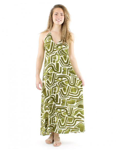 Long backless dress afrohemian style