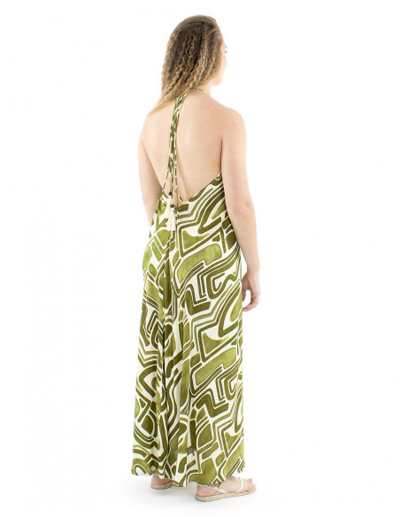 Long backless dress afrohemian style