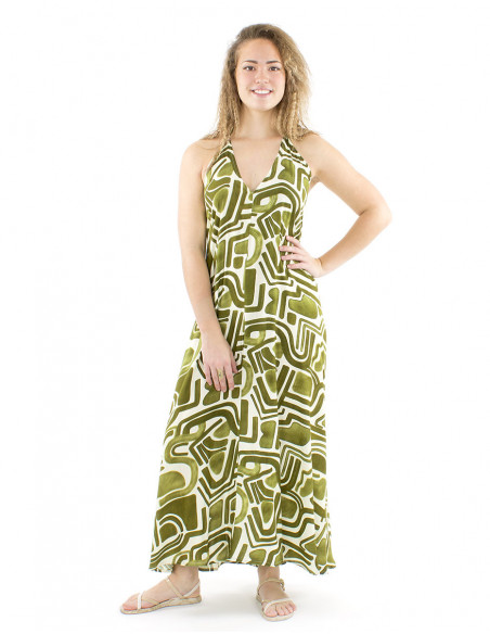 Long backless dress afrohemian style