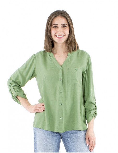 Chemise basique à manches 3/4 réglables