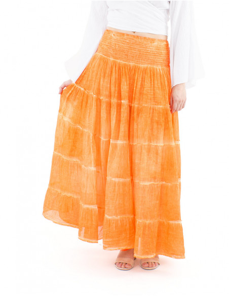 Long skirt in faded cotton voile
