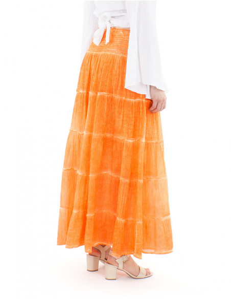 Long skirt in faded cotton voile
