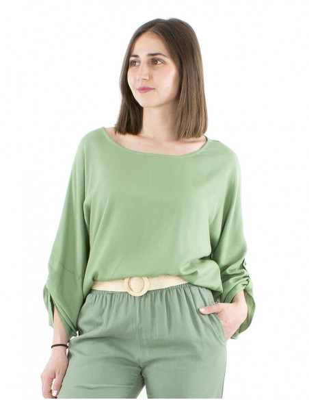 Blouse large manches ajustables