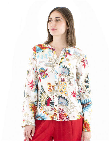 Chemisier original 100% coton motif coloré