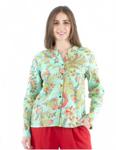 Cotton ethnic printed cotton blouse