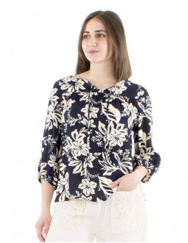 Original boho blouse tropical pattern