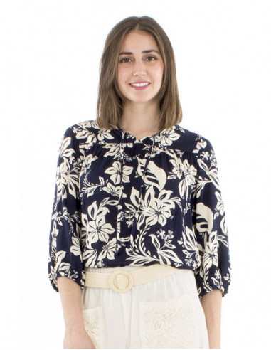 Original boho blouse tropical pattern