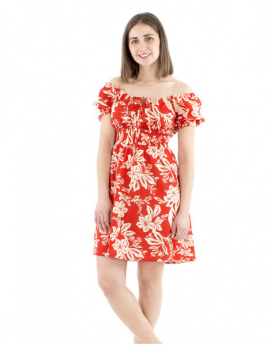 Robe coton courte romantique avec smock