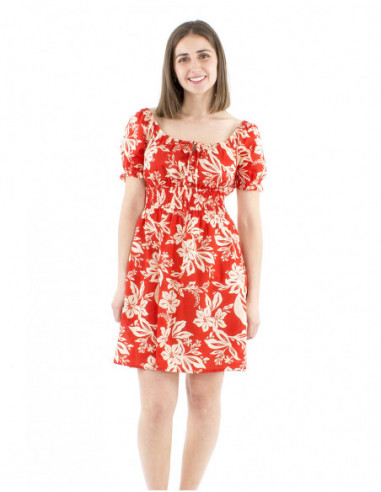 Robe coton courte romantique avec smock