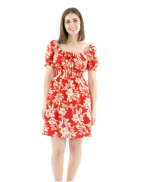 Short romantic cotton dress with smock