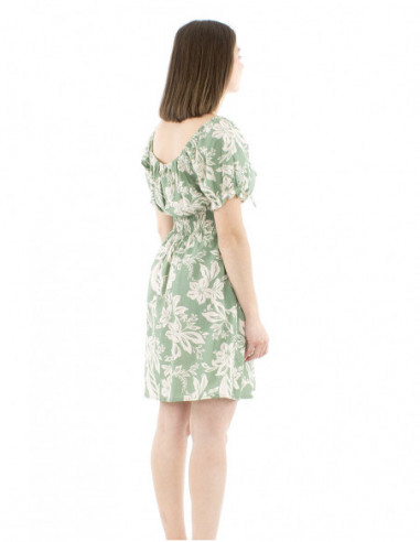 Short romantic cotton dress with smock