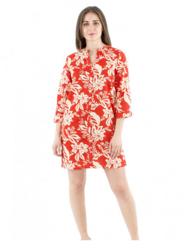 Robe rouge fleurie bohème et élégante