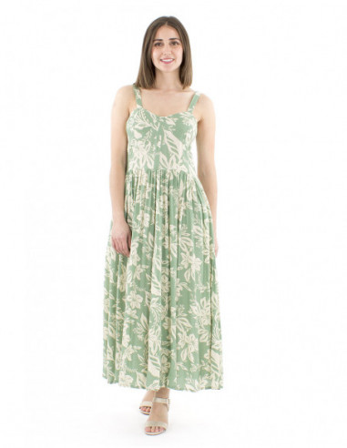 Robe longue vert sauge ample et féminine