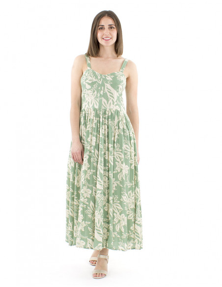 Long maxi-dress straps and floral print