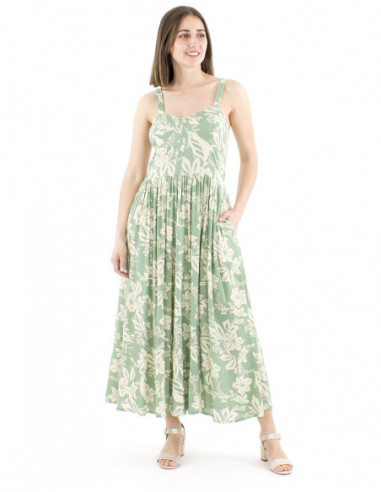 Long maxi-dress straps and floral print