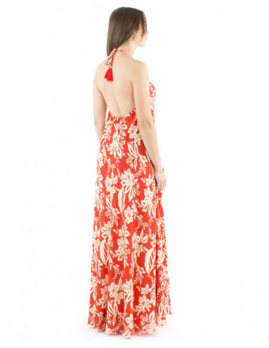 Maxi dress backless cut and floral print