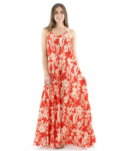 Maxi dress backless cut and floral print