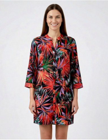 Robe tunique noire et rouge pour l'été