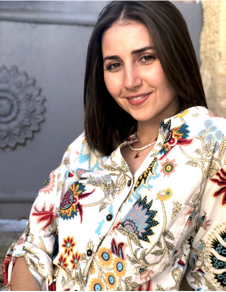 Cotton ethnic printed cotton blouse
