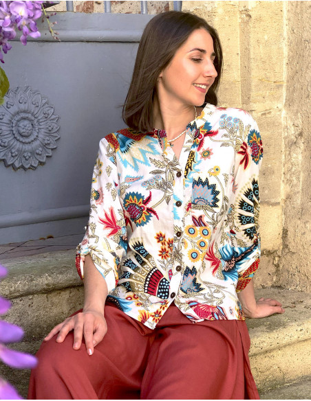 Cotton ethnic printed cotton blouse