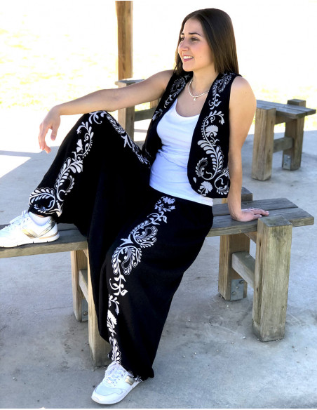 Sarouel bas style gypsie noir et blanc