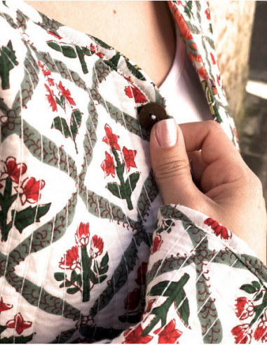 Veste coton motif campagne fleuri
