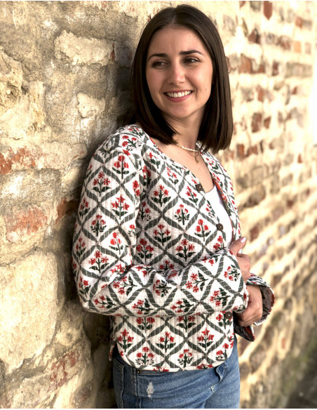 Short reversible boho cotton jacket