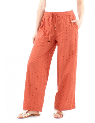 Boho pants openwork, pearls, laces