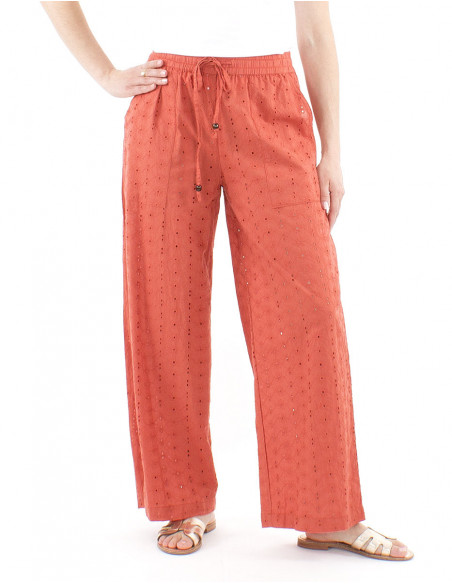 Boho pants openwork, pearls, laces