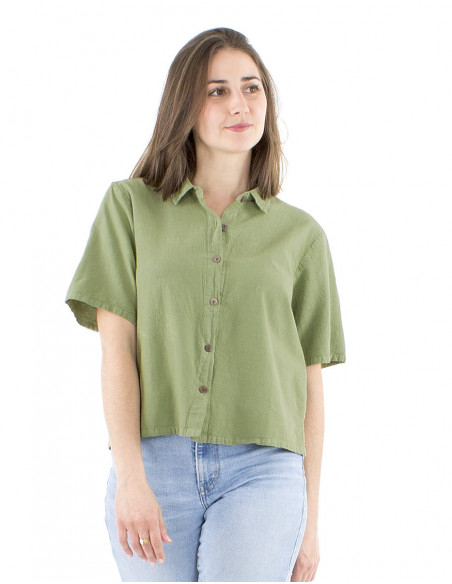 Chemisier femme court et ample coton