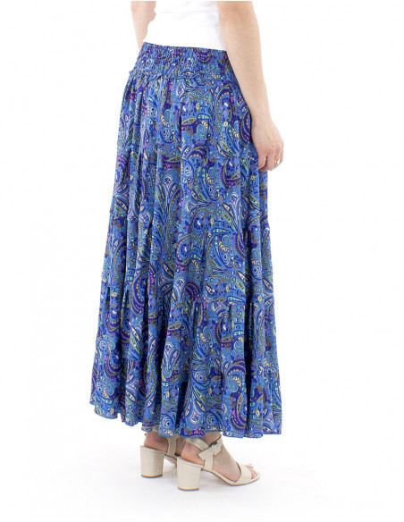 Long sari printed skirt with ruffles