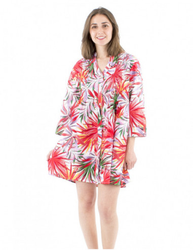 Robe tunique coton imprimé tropical