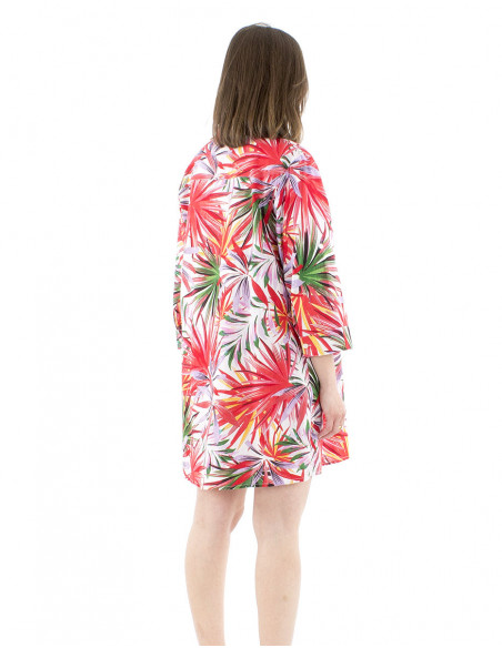 Robe tunique coton imprimé tropical
