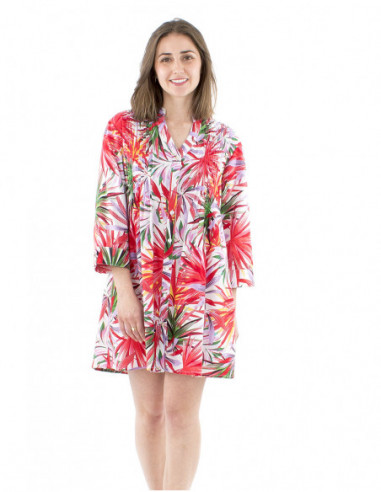 Robe tunique coton imprimé tropical