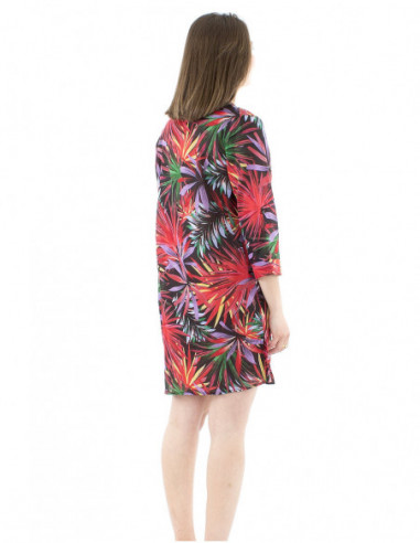 Tunic cotton dress tropical print