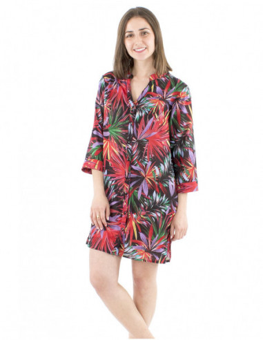 Tunic cotton dress tropical print
