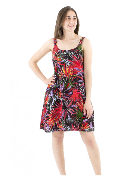 Robe courte tropicale avec bretelles