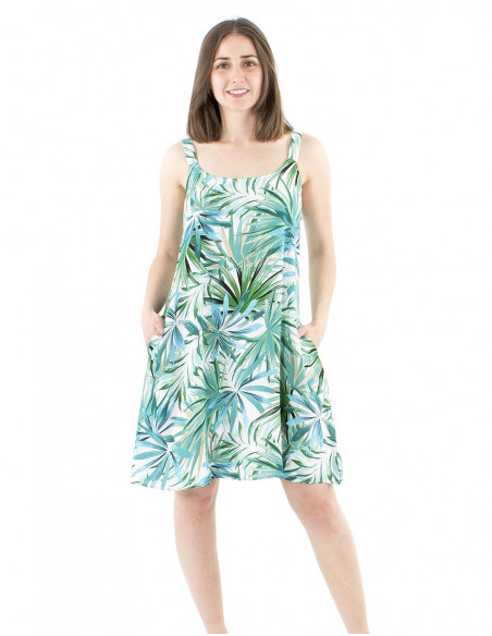 Robe courte tropicale avec bretelles