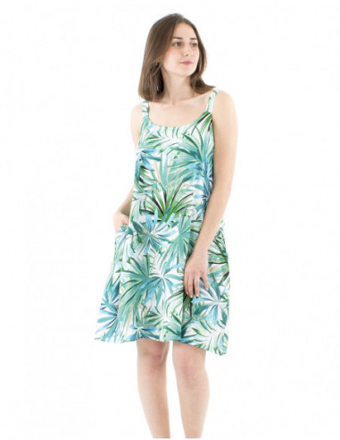Robe courte tropicale avec bretelles