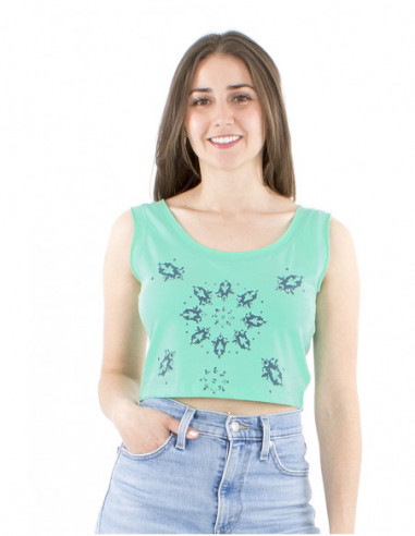Crop top ample motif bohème et bretelles