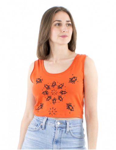 Crop-top large cut boho print and straps