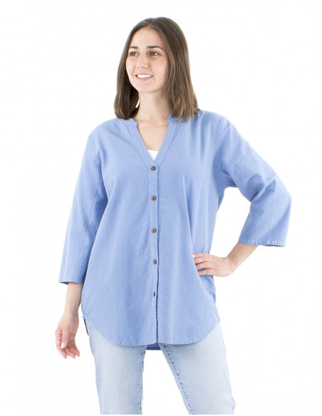 Cotton tunic plain fabric with buttons