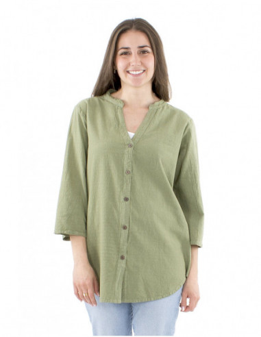 Cotton tunic plain fabric with buttons