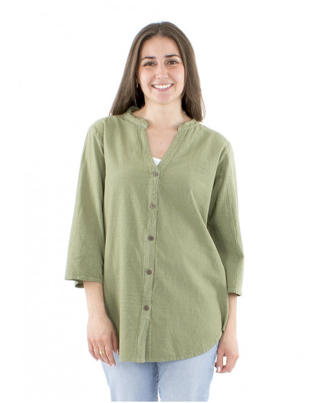 Cotton tunic plain fabric with buttons
