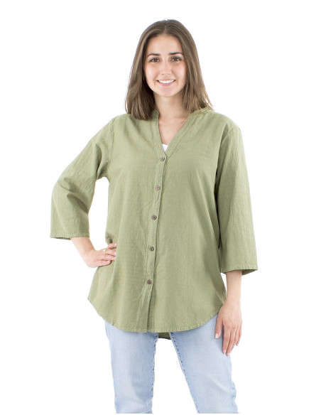 Cotton tunic plain fabric with buttons